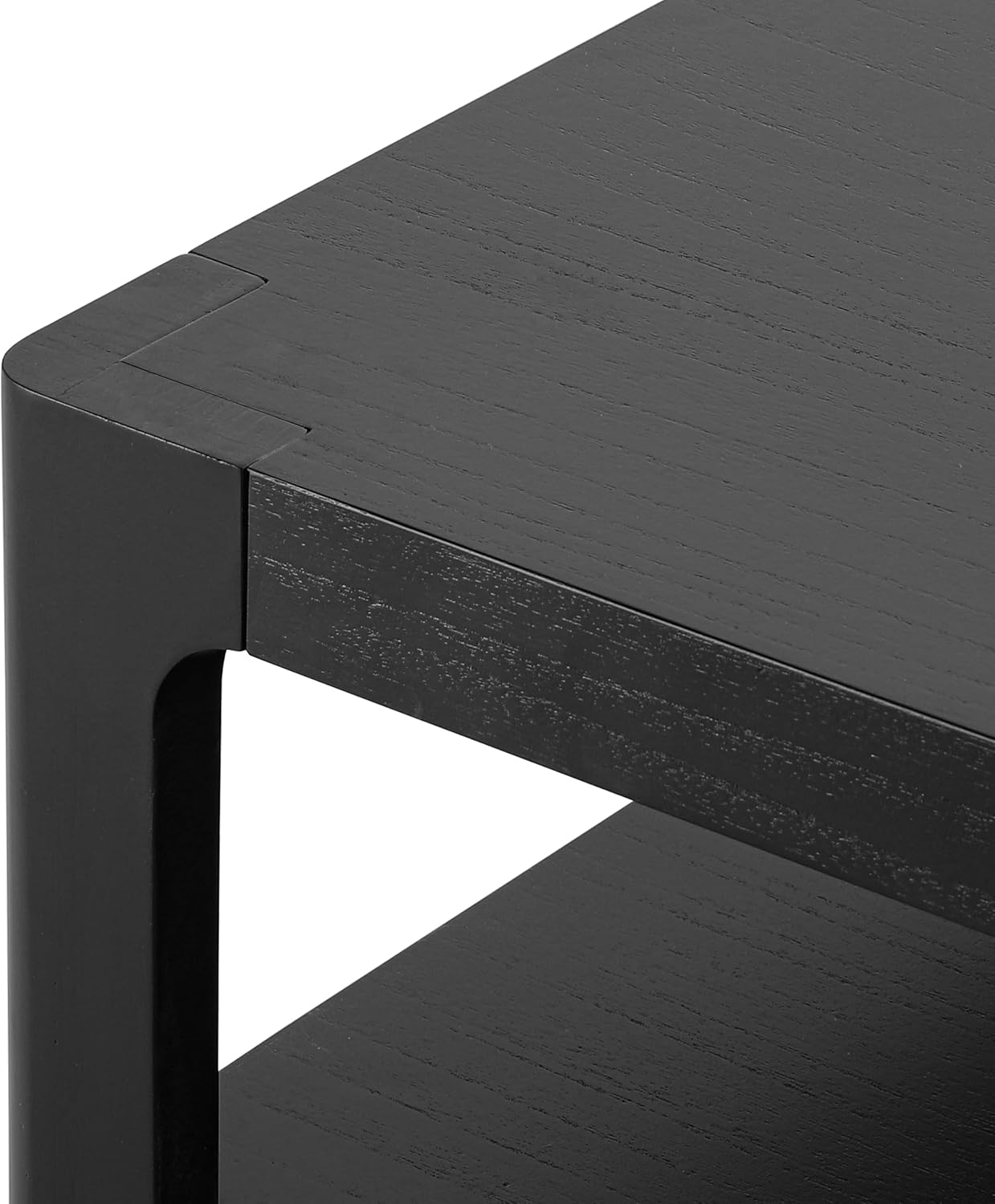 Farmhouse Modern Coffee Table Simple Style Square Cocktail Center Table with Open Shelf for Living Room Furniture, Black
