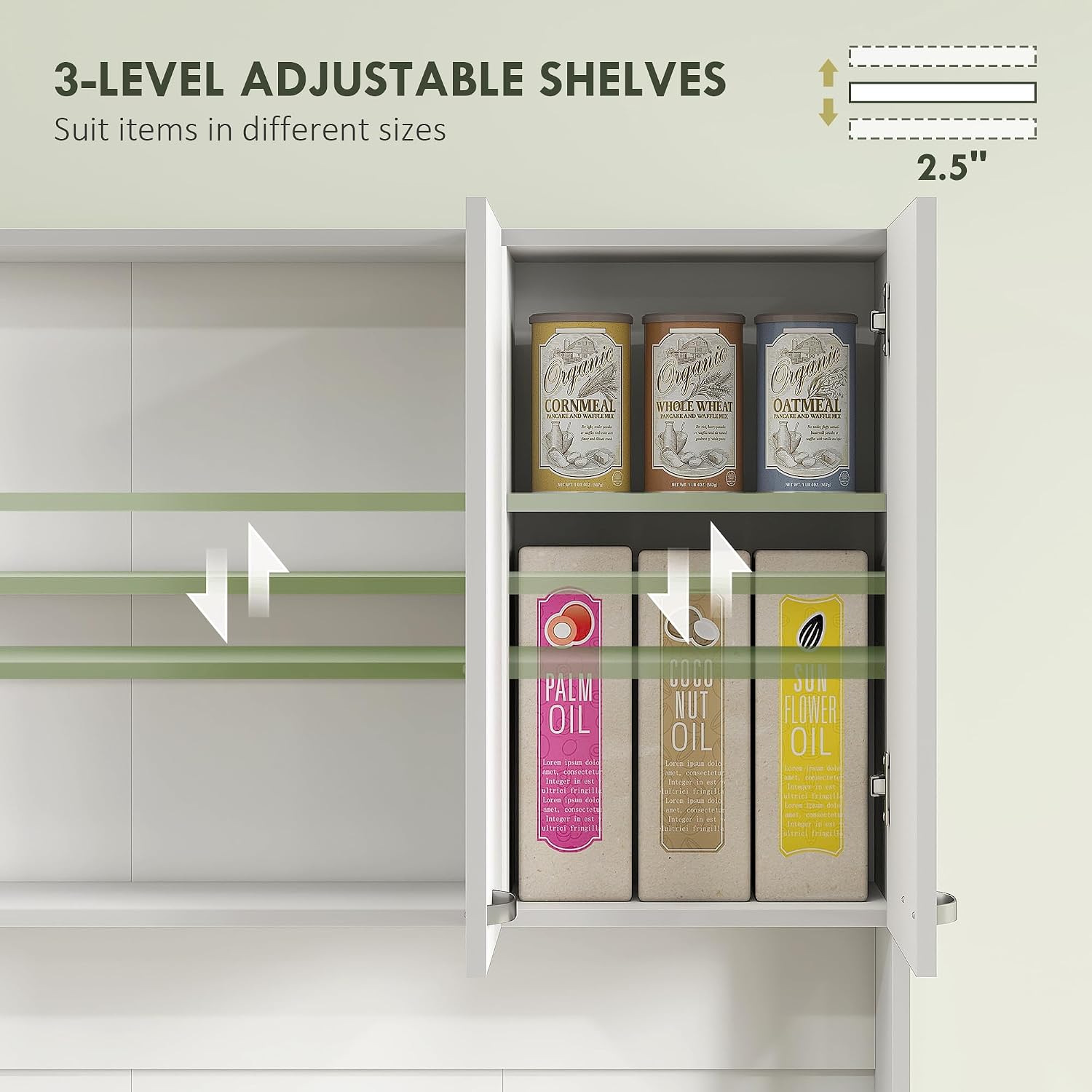 HOMCOM 71' Kitchen Pantry Cabinet with Microwave Stand, White | Tall Storage Cabinet, Buffet with Hutch, 6 Doors, Storage Drawer, 3 Adjustable Shelves