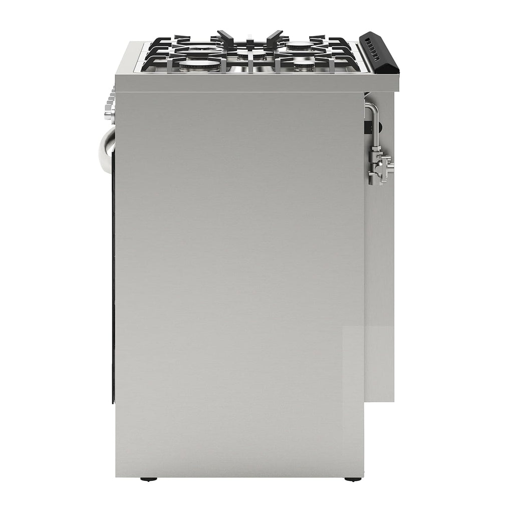 KoolMore 30' Inch Professional Gas Range Stove with 5 Burner Cooktop, Rapid Convection Oven, and Digital Timer with Heavy-Duty Cast Iron Grates, Stainless-Steel Appliance (KM-FR30G-SS),Silver