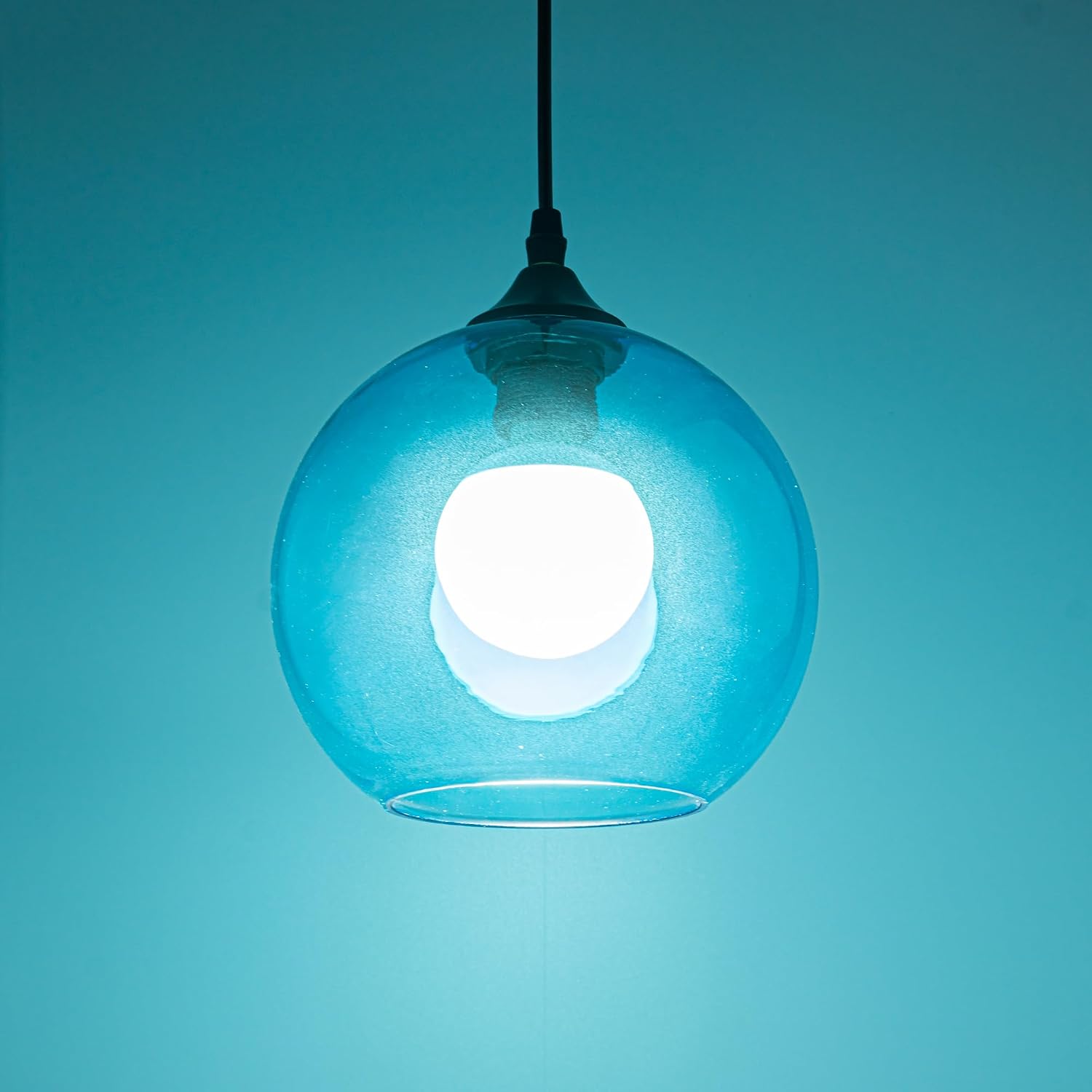 1 Light E26 Connections 3.2ft Adjusted Cord Blue Globe Glass Shade Modern Ceiling Light Replace Recessed Light Conversion Kit for Kitchen Farmhouse Loft