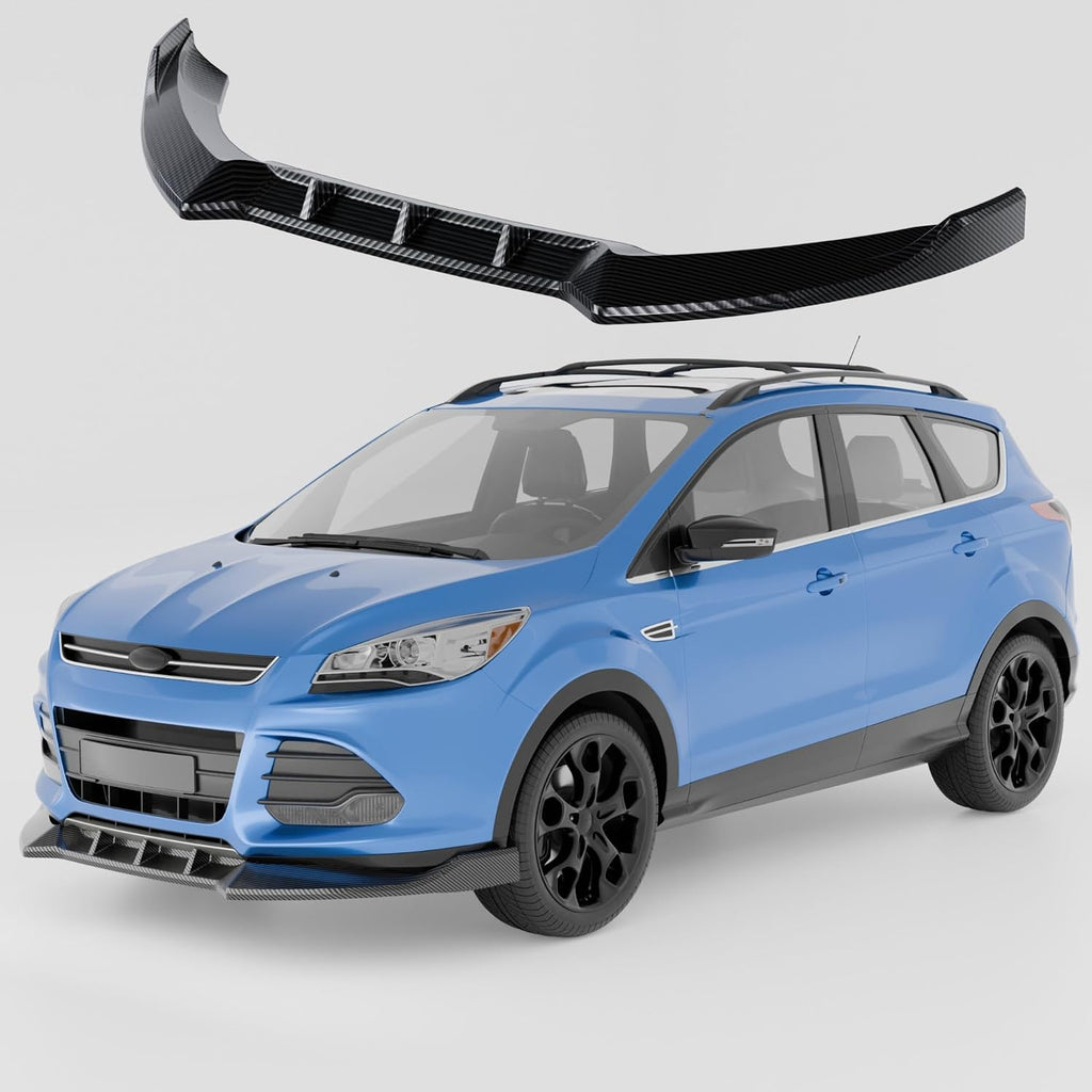 Carbon Fiber Look Front Bumper Lip Splitter Compatible with Ford Escape 2013-2016 Accessories Under Chin Spoiler Body Kit Add On ABS Materia (Carbon Fiber Look)