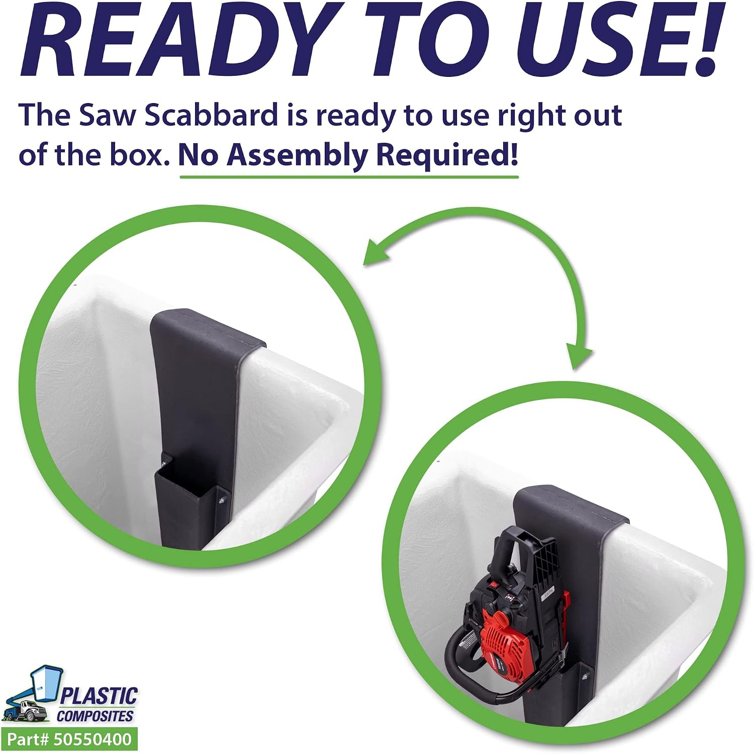 Chainsaw Scabbard - Plastic - Bucket Mounted (Inside Mount ONLY) (Unlined Black) Bucket Truck Parts Built-in Mount, Plastic Scabbard for Mounting Only on the Inside of Your Bucket