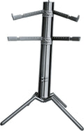 K&M Konig & Meyer 18860.000.35 Spider Pro Keyboard Stand | Height & Depth Adjustment For 2 Keyboards | Extendable Arms | Mic Boom Thread | Cable Clamp | Folds For Travel German Made Black Anodized