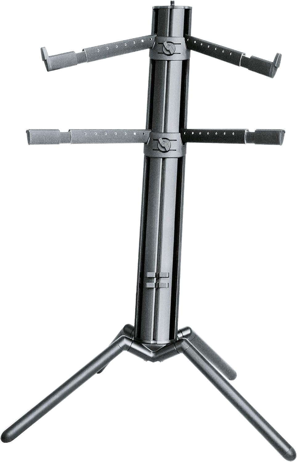 K&M Konig & Meyer 18860.000.35 Spider Pro Keyboard Stand | Height & Depth Adjustment For 2 Keyboards | Extendable Arms | Mic Boom Thread | Cable Clamp | Folds For Travel German Made Black Anodized