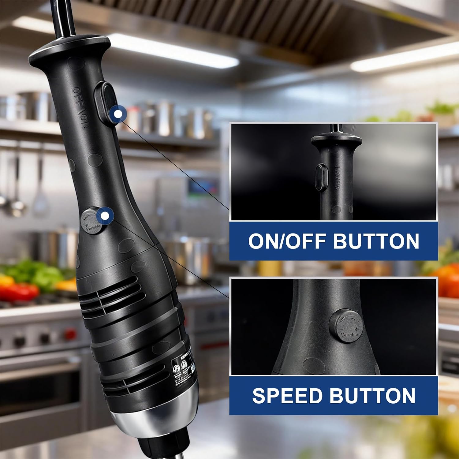 VONCI 280W Commercial Immersion Blender, Light Duty Hand Blender with Variable Speed 6000-20000RPM, Handheld Stick Mixer with 9.5' Detachable Shaft, Professional Blender for Restaurant Kitchen.