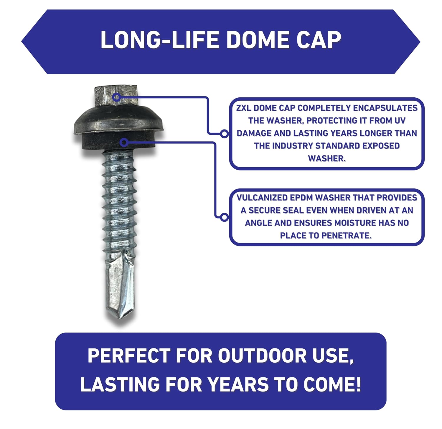 EAGLE 1 Long-Life Metal Roofing Screws: #14 x 1.25 Dome Cap Metal Building Screws (250-Count), Self-Drilling Tip, EPDM Washer, Multiple Colors/Includes 5/16' Magnetic Hex Bit Driver (Lightstone)