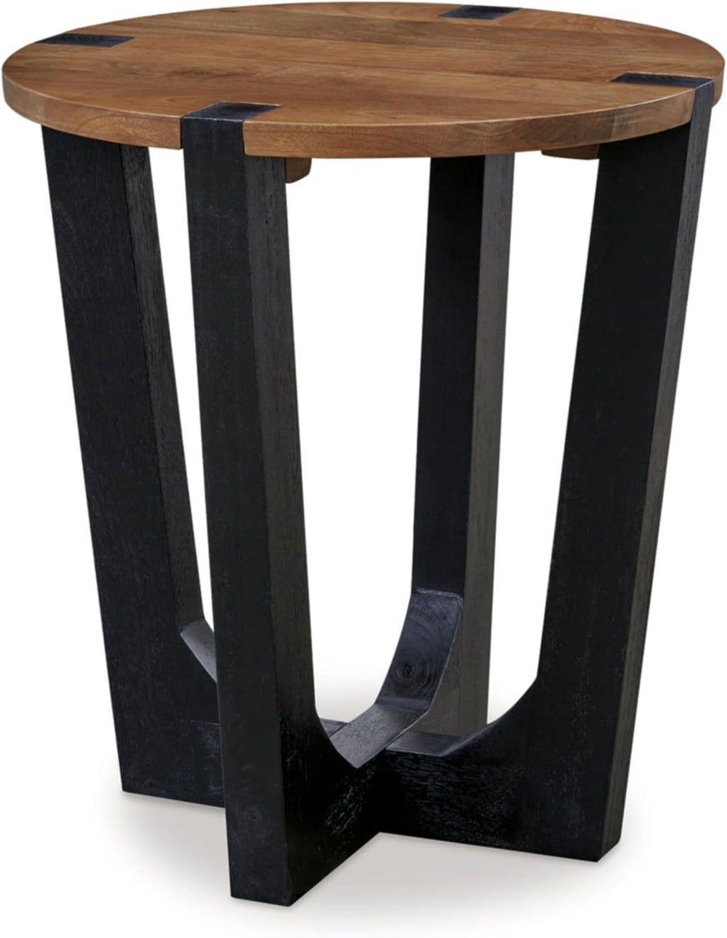 Signature Design by Ashley Hanneforth Farmhouse End Table with Angled Solid Wood Legs, Light Brown & Black