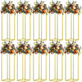 31.5inch 10pcs Gold Wedding Cenerpiece Flower vase, Metal Column Flower Stand, Tall Geometric Centerpieces Vase for Table, Party Wedding Decorations Flower Rack