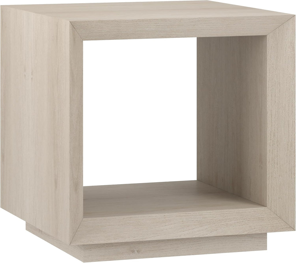 Henn&Hart 22' Modern Square Wooden End Table, Side Table, Nightstand with Open Display Shelf for Living Room, Office, Family Room, or Bedroom, Beech White