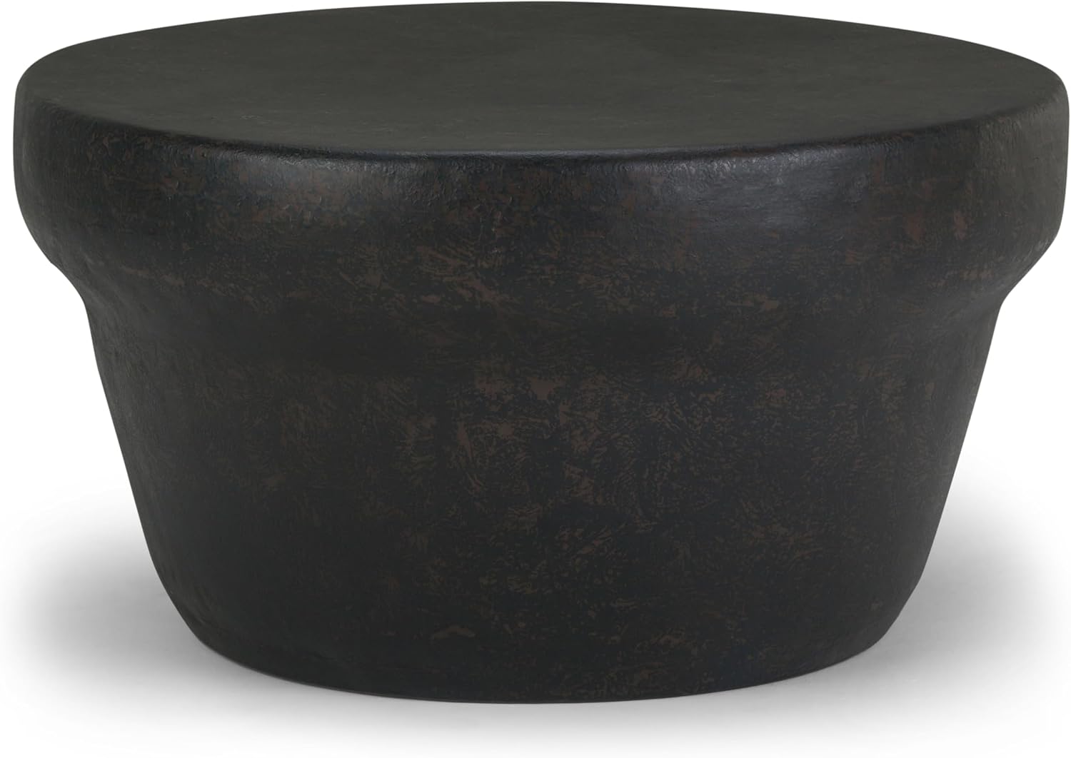 SIMPLIHOME Garvy Metal Coffee Table - 33 inch Wide Solid Metal Round Drum Accent Table in Rustic Bronze, Industrial Living Room Center Table or End Table with Textured Finish, Assembled
