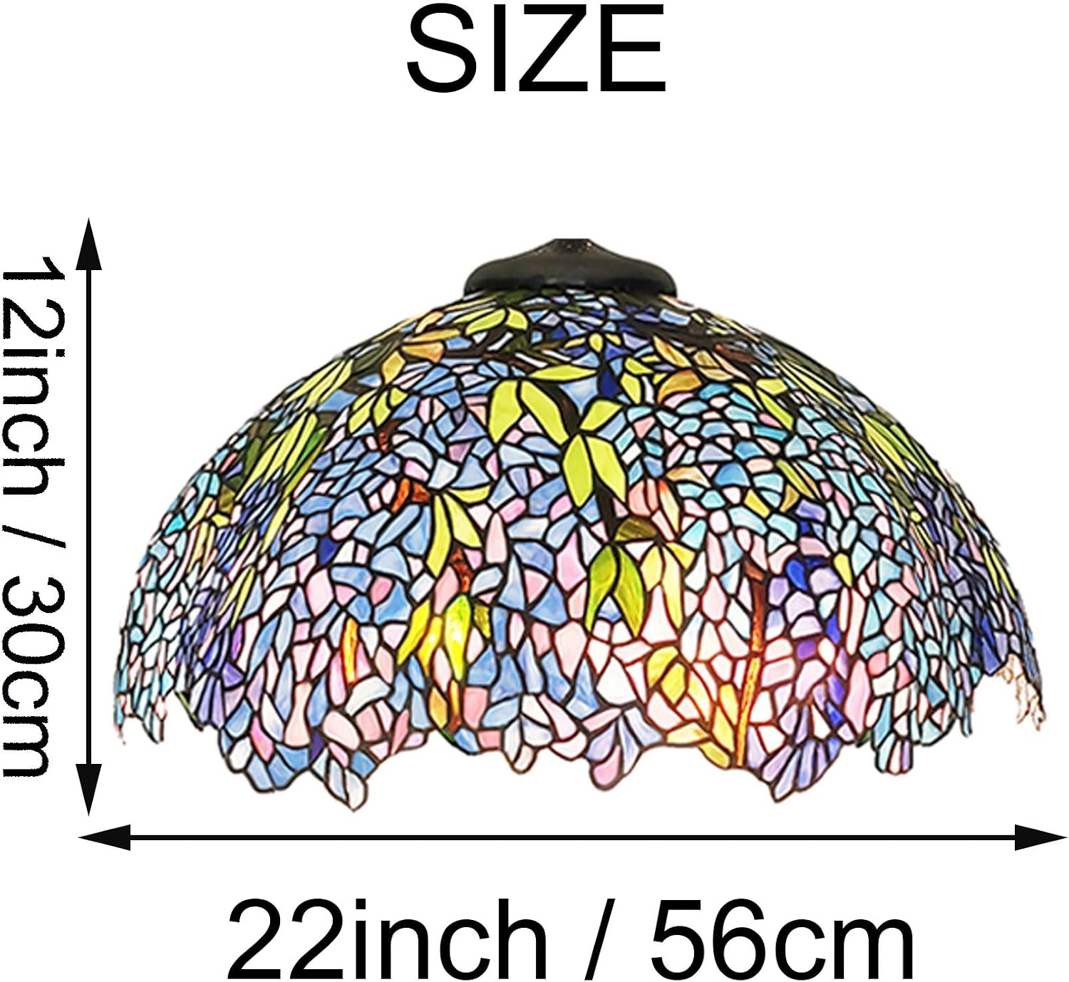 22 Inch Lamp Shade Replacement Only Tiffany Stained Glass Christmas Home Decor Blue Wisteria Design Lampshades Flower Green Leaves Light Cover for Table Lamp Pendant Light Floor Lamp