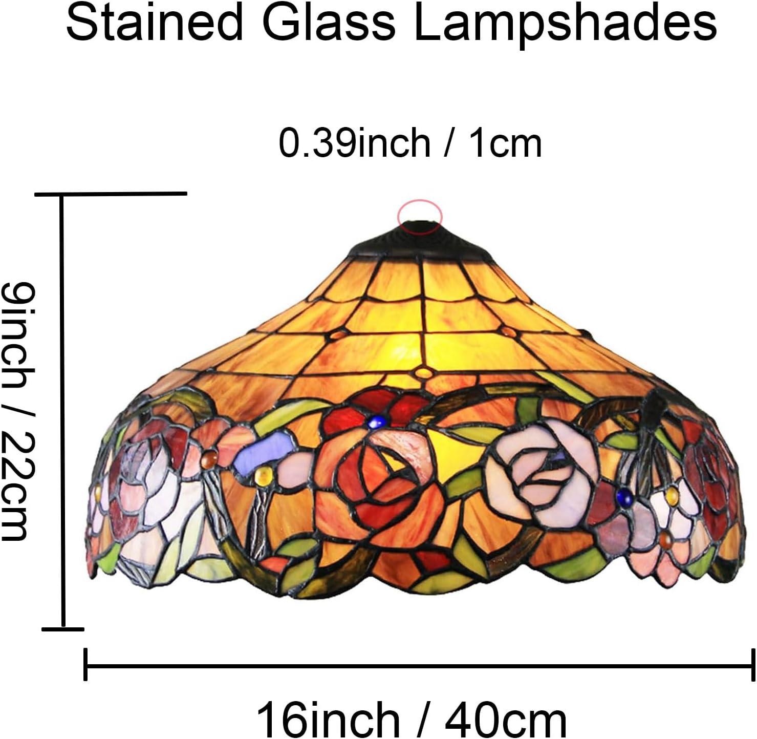 Rose Table Lamp Shade Replacement Only 16X9 Inch Tiffany Style Stained Glass Cream Amber Lampshades, Vintage Pastoral Romance Light Cover for Desk Light Floor Lamp Pendant Ceiling Lamp,A1