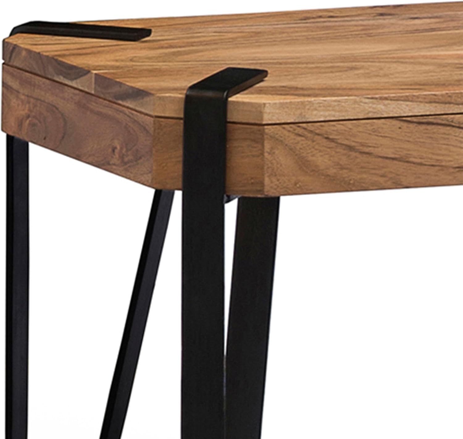 Ryegate 48-Inch Live Edge Acacia Wood & Metal Entryway Bench with Bottom Shelf – 2-Tier Rustic Industrial Wood Bench for Dining Room, Living Room, or Bedroom by Alaterre Furniture