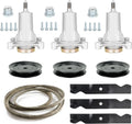 54' Deck 187292 Spindle Rebuild Kit for Craftsman/for Husqvarna YTH2454 LGT2654 LGT2554,Include 3 Spindles 187292 192870, 3 Pulleys 129861, 3 Blades 187256, 1 147 1/2' Deck Belt 196103