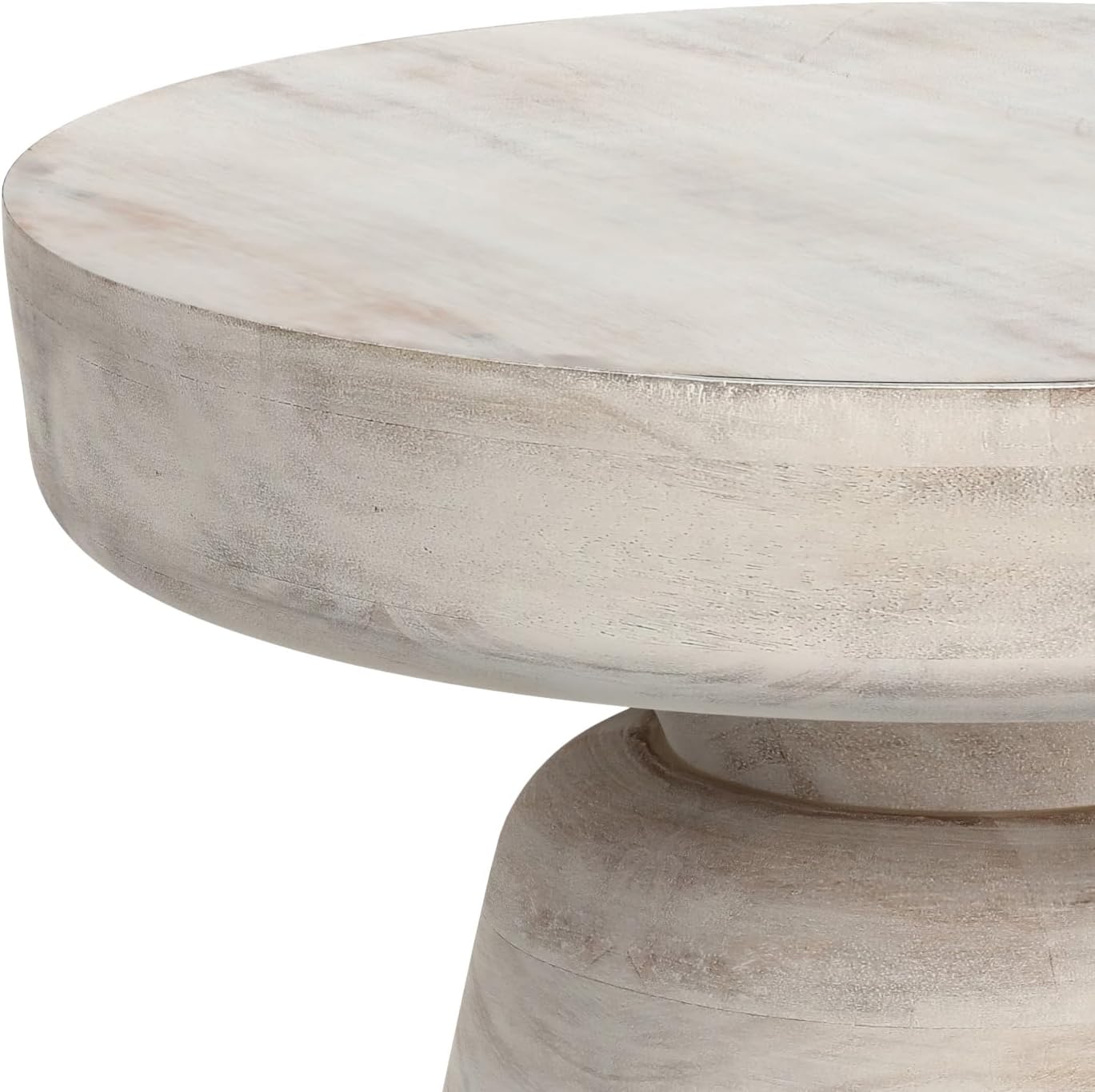 SIMPLIHOME Robbie Accent Table - 16 inch Wide Solid Mango Wood End Table in Distressed White Wash, Boho Contemporary Rustic Side Table for Living Room or Bedroom with Multipurpose Function, Assembled