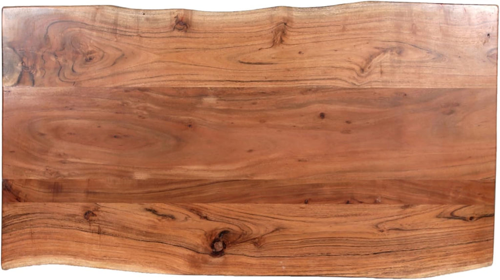 Alaterre Furniture Live Edge Wood Coffee Table with Hairpin Metal Legs – Rustic Modern Farmhouse Living Room Table with Acacia Wood Top (48 Inch)