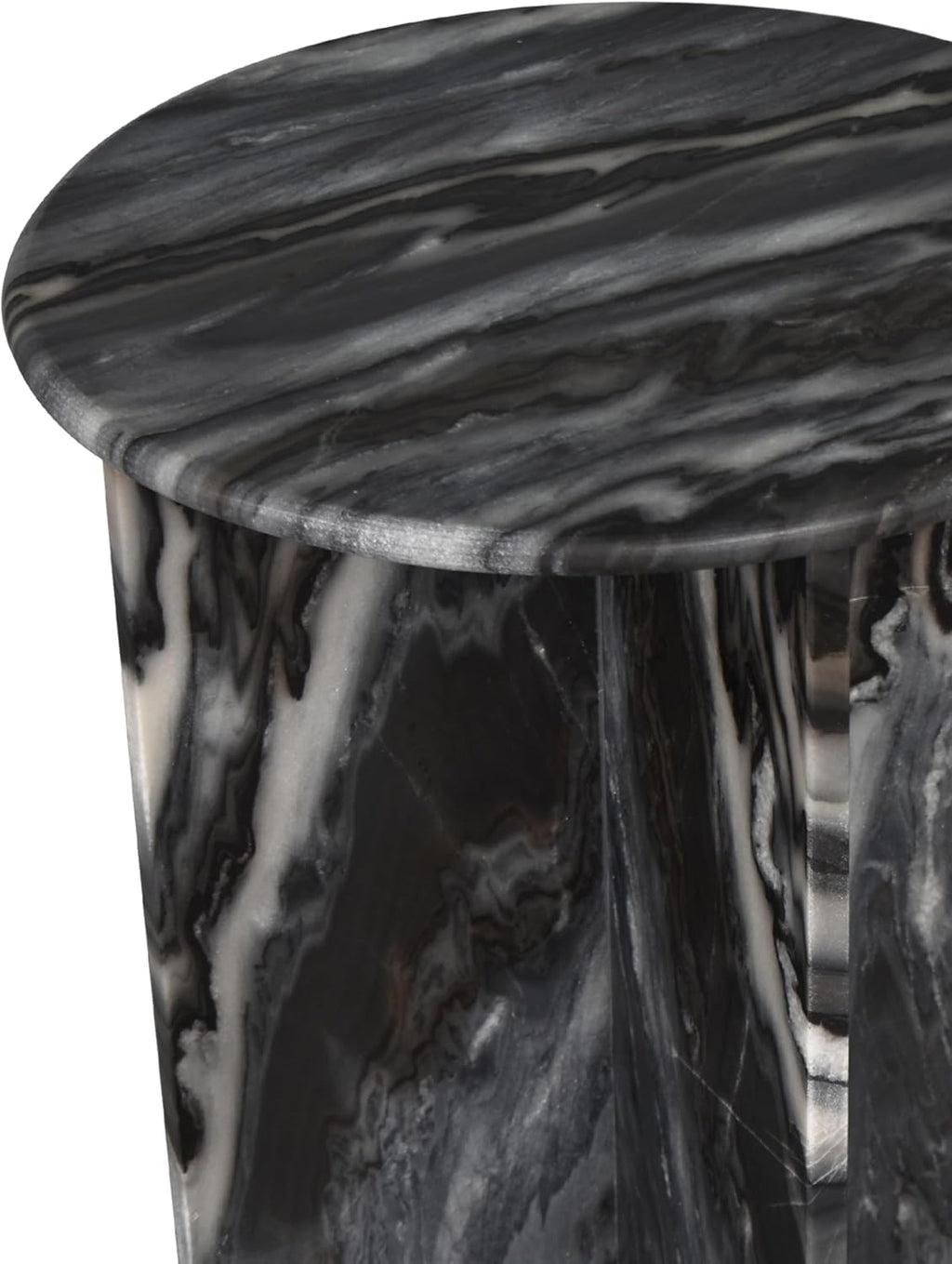 JONATHAN Y MTB1103B Javier 17.75' Contemporary Natural Marble Handmade X-Shaped End Table for Living Room, Bedroom, Bathroom, Black/Gray