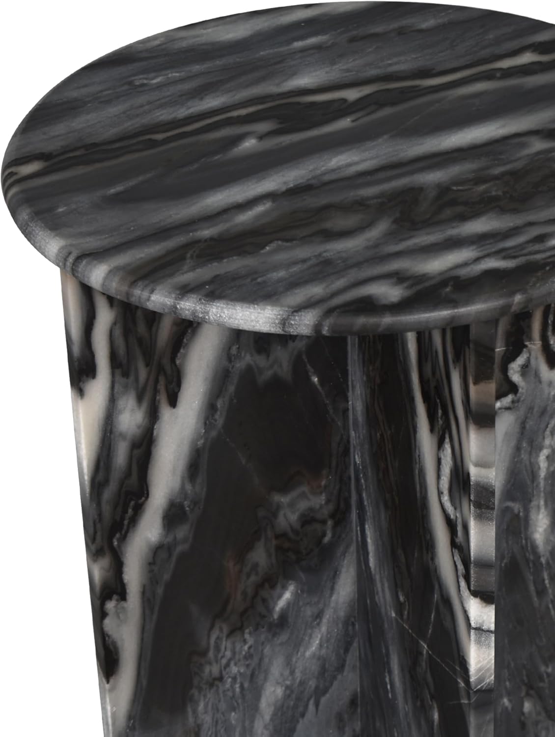 JONATHAN Y MTB1103B Javier 17.75' Contemporary Natural Marble Handmade X-Shaped End Table for Living Room, Bedroom, Bathroom, Black/Gray