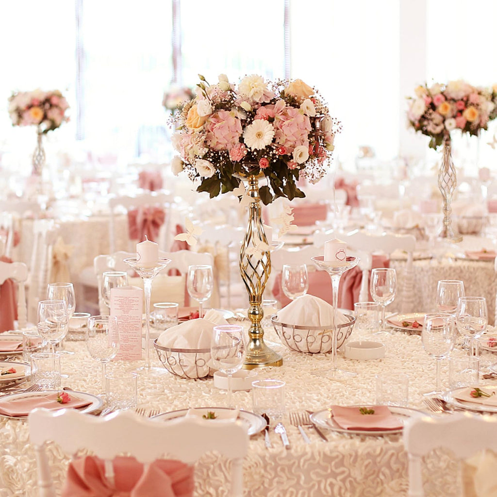 12Pcs Gold Centerpieces for Tables,Tall Gold Centerpieces for Wedding,Metal Candle Holder for Wedding Party, Dinner, Event, Hotel, Home Decor