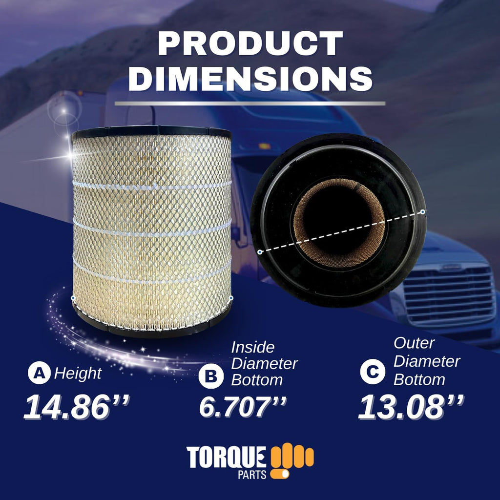TORQUE Engine Air Filter Compatible with Select Freightliner Columbia Coronado Argosy Condor Century Class Semi Trucks Accessories Parts Replaces RS3518 LAF1849 AF25139M 46556 TR501 4 PCS