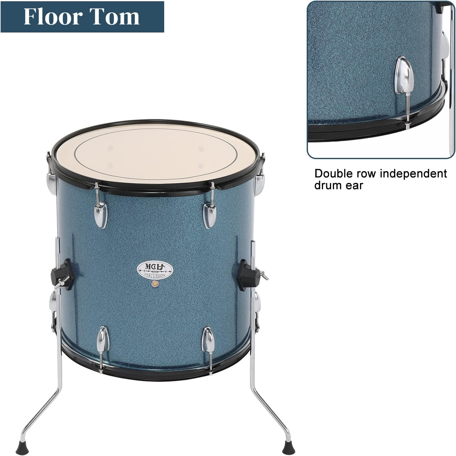 5-Piece Full Size Complete Adult Drum Set,22 Inch Drum Set,with Cymbal Stands, Hi-hat Stand, Sticks, Drum Pedal, Stool & Floor Tom for Beginner Teens Student