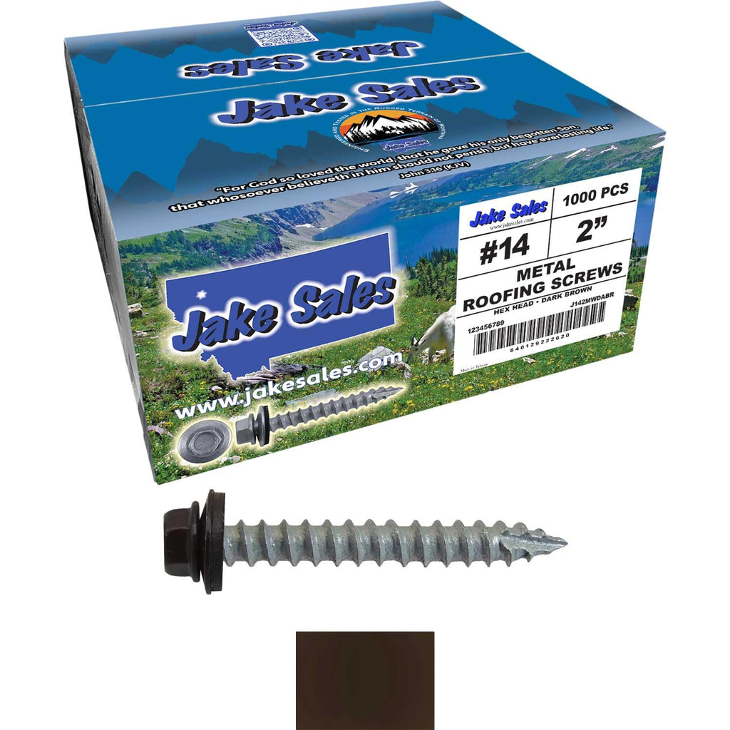 14x2 Metal Roofing Screws (Dark Brown) (14X2 MRS CASE)