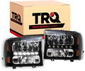 TRQ 2 Piece Headlight Assembly Set Performance LED Daytime Running Lights Black Bezel Driver & Passenger Side Compatible with Ford Excursion 2000-2004 F250 F350 1999-2004 F450 F550 1999-2003