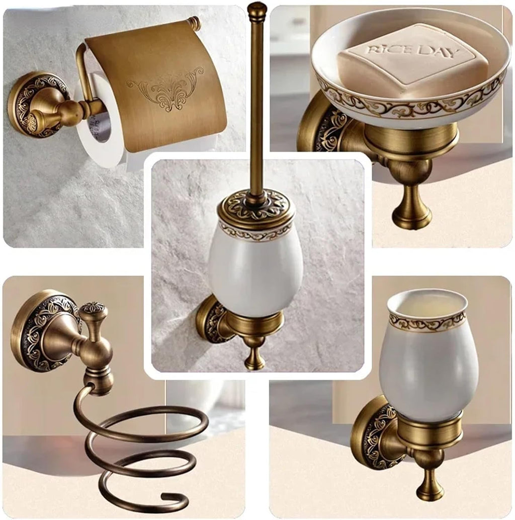Bathroom Accessories Antique Brass Collection, Towel Ring, Paper Holder, Toilet, Coat Hook, Bath Rack, Soap Dish(Paper Holder)
