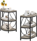 LITTLE TREE Small Half-Round Side Table Set of 2, 3-Tier Grey Wooden Accent Table for Living Room, Bedroom, Sofa