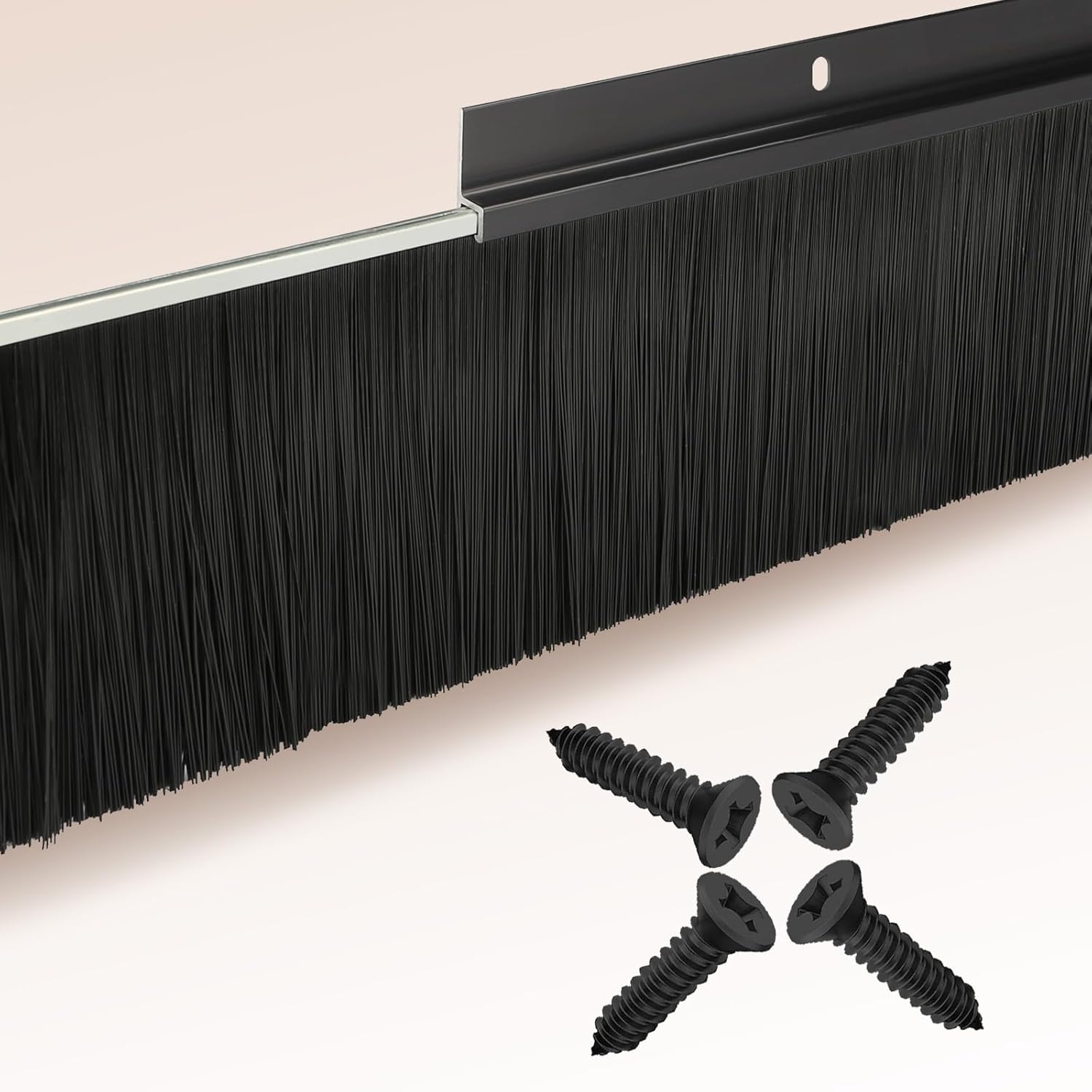 12-Pack Garage Door Brush Seal – Cepia Black Bottom Sweep – Roll-Up Door Stripping, 2.80' Wide x 39.3' Long, Aluminum Alloy Base, Ideal for Exterior Doors and Industrial Use (472.4 in / 1200 cm)