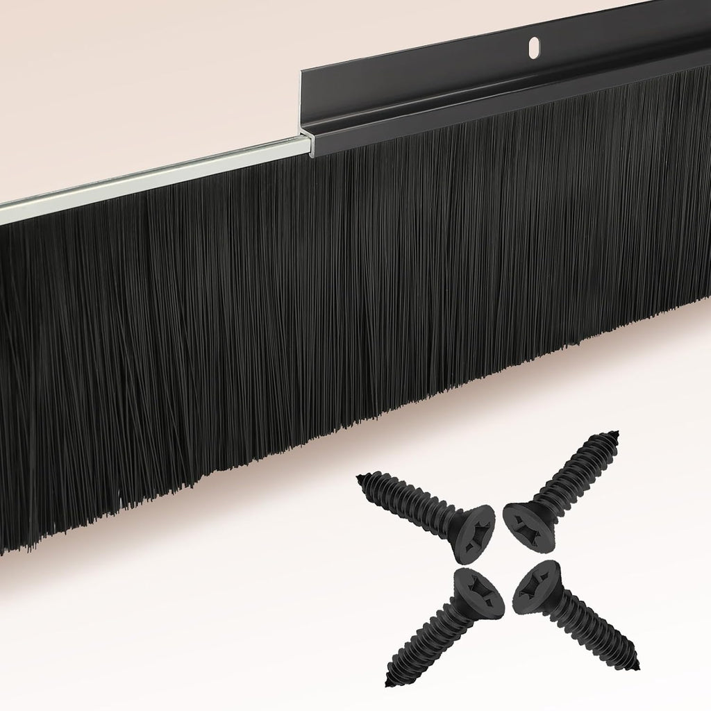 10-Pack Garage Door Brush Seal – Cepia Black Bottom Sweep – Roll-Up Door Stripping, 2.80' Wide x 39.3' Long, Aluminum Alloy Base, Ideal for Exterior Doors and Industrial Use (393 in / 1000 cm)