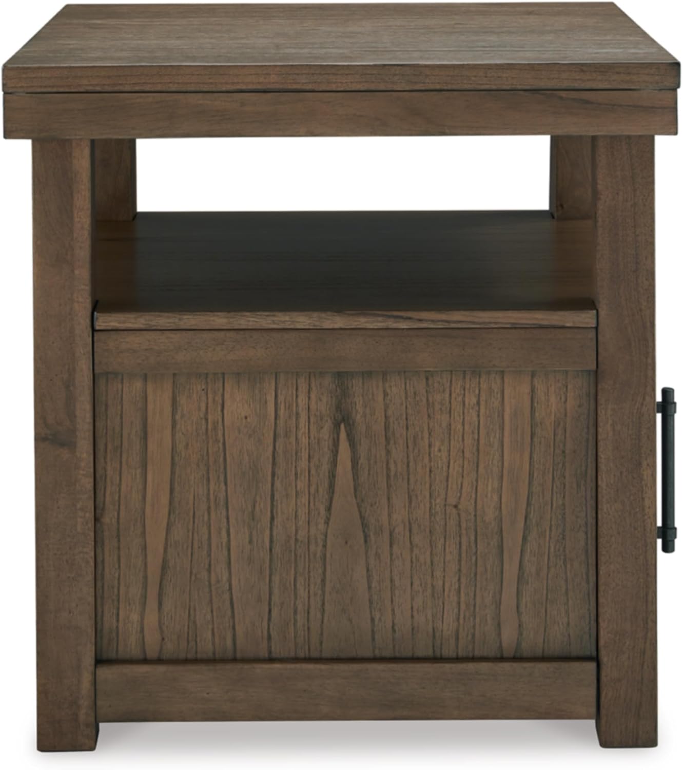 Signature Design by Ashley Boardernest Casual End Table with 1 Open Shelf and 1 Cabinet, Dark Brown