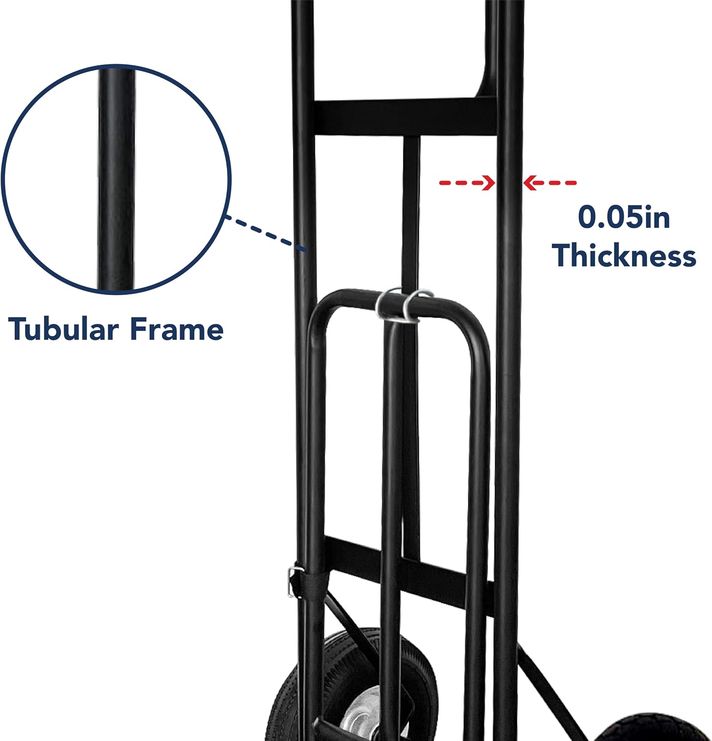 Olympia Tools 800 Lb Sack Hand Truck with Folding Nose, D Handle and 10' Pneumatic Wheels for Home and Office Use