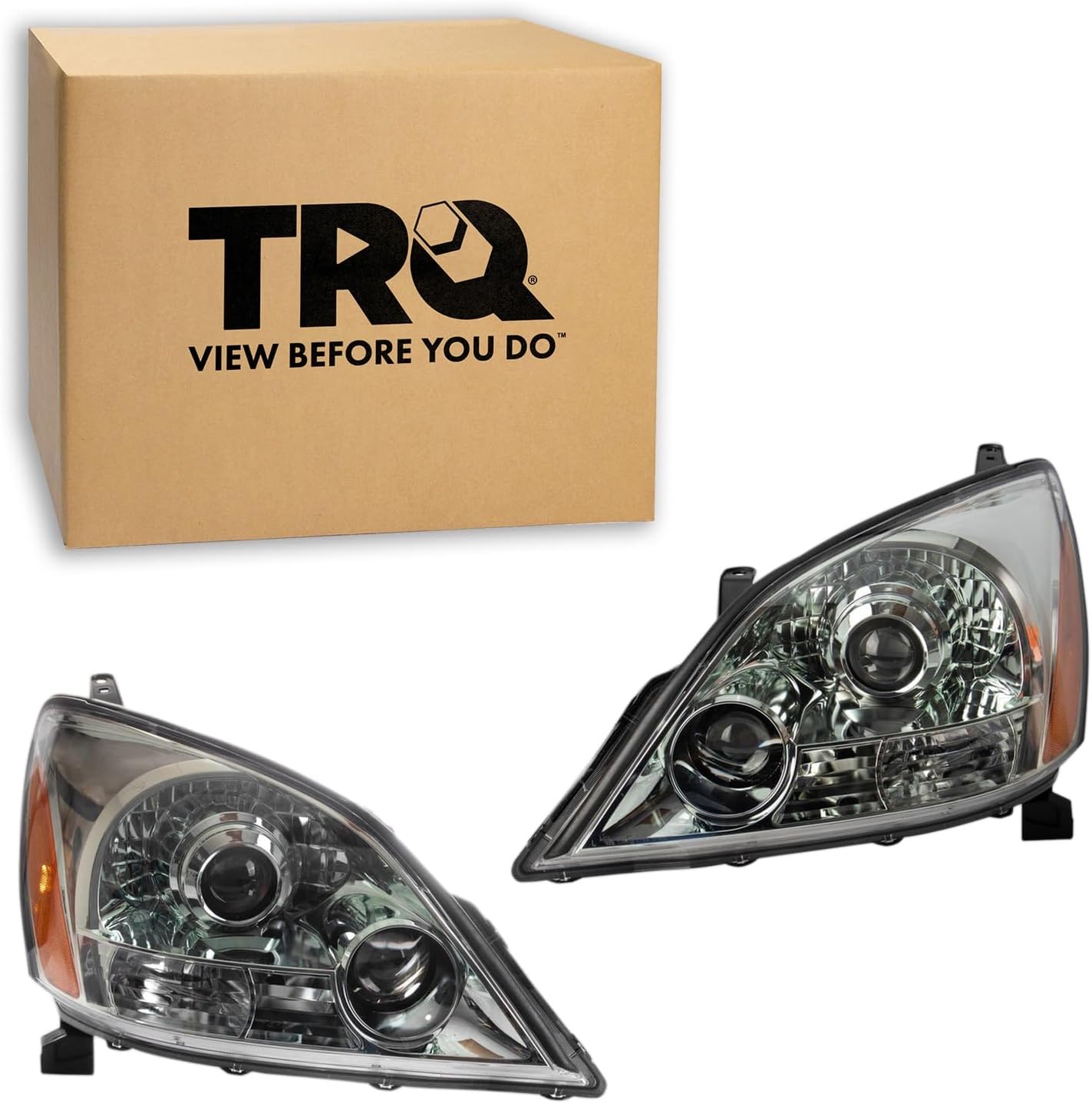 TRQ Driver and Passenger Side Headlight Assembly 2 Piece Set Halogen Compatible with 2003-2009 Lexus GX470