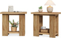 LITTLE TREE 2-Tier Side Table, Set of 2 Farmhouse End Table with Storage Shelves, Small Nightstand Wooden Beside Table Bed Side Table for Small Spaces, Living Room, Bedroom, Brown