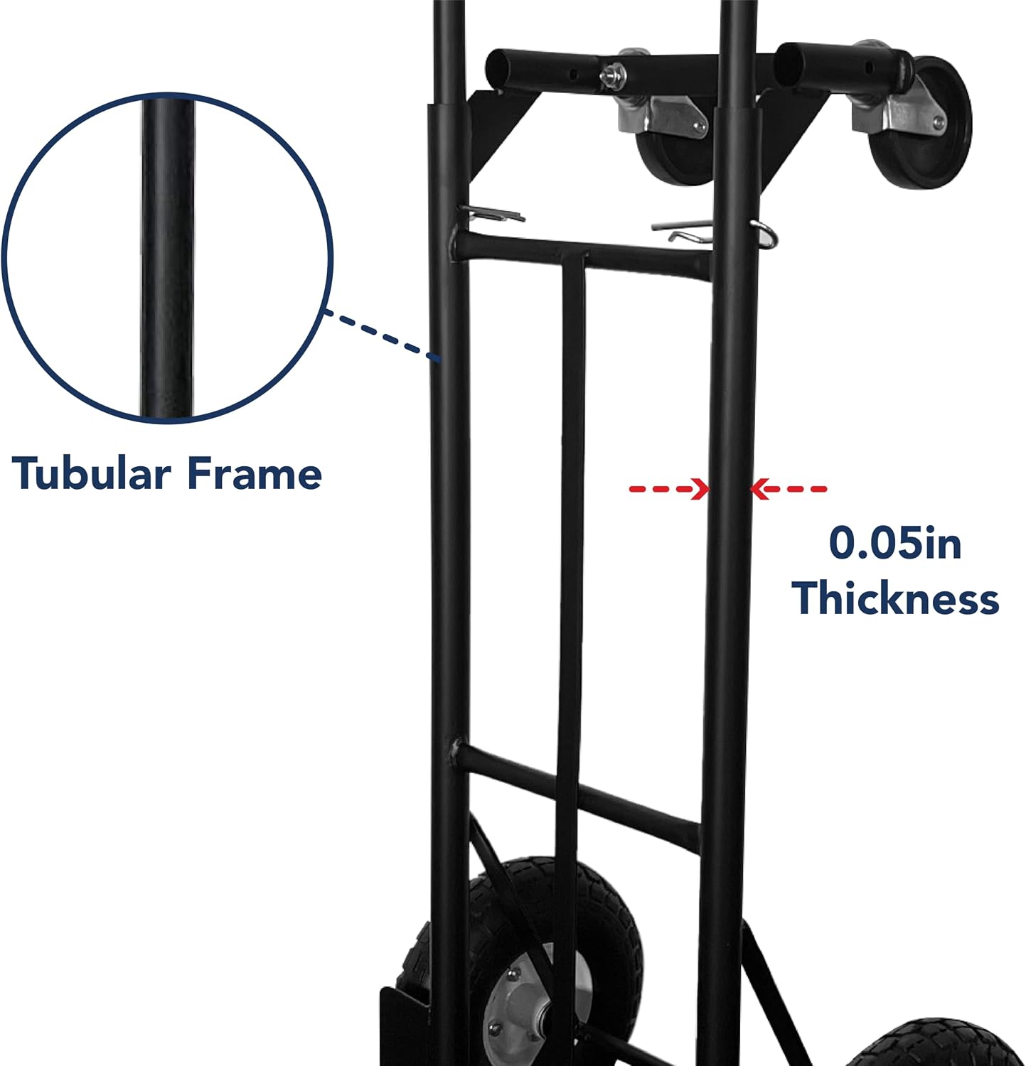 Olympia Tools 800 Lb Steel Convertible Hand Truck with 10' Pneumatic Wheels for Home and Office Use
