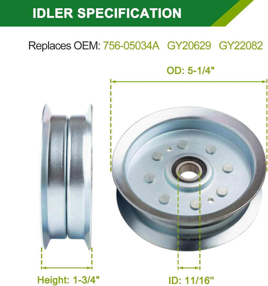 46 Inch Mower Deck Rebuild Kit - Fits Cub Ca det XT1-LT46 XT2-LX46 Craftsman T225 T240 T2800 T3100 T8600, 2 Spindles(918-06977A) + 2 Blades(942-04244A) + 1 Belt(954-05022A) + 2 Idlers(756-05034A)