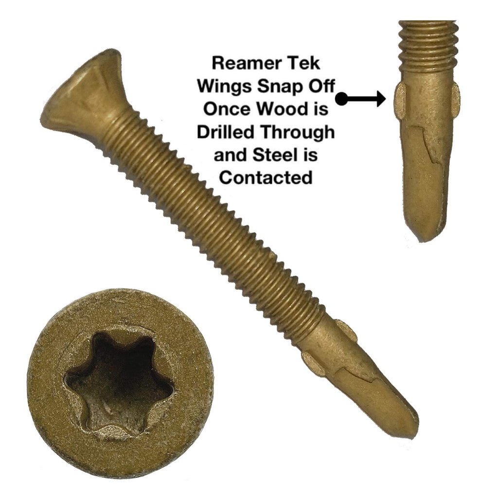 Jake Sales #12x2 Reamer Tek Torx/Star Head Self-Drilling Wood to Metal Screws - for Flatbeds, Trailers or Fastening Wood to Steel -T-30 Torx Screw Head (Full Box 2000 Screw Count)