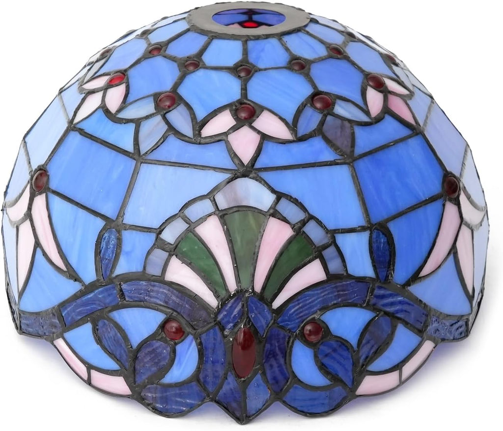 Lamp Shade Replacement Only 12 Inch Small Stained Glass Ceiling Light Blue Baroque Vintage Art Deco For Pendant Wall Floor Lamps