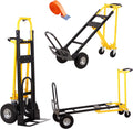 Convertible Hand Truck Dolly Cart,3-in-1 Industrial Aluminum Hand Truck,1000 Lbs Capacity Hand Trucks Heavy Duty Dolly Cart with Solid Wheels and Straps for Moving Transport (Black Yellow)