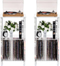 Clear Acrylic Side Table Set of 2, 15.7' L x 11.8' W x 30.7' H, 3-Tier End Table for Living Room, Small Modern Bedside Tables Nightstand for Bedroom, Home Decor Accent Table