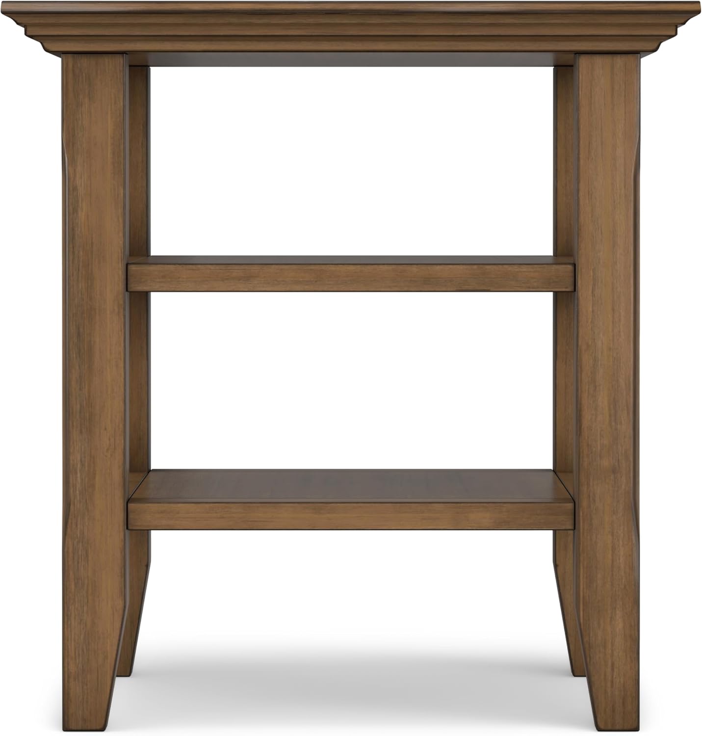 SIMPLIHOME Acadian End Table - 19 inch Wide Solid Wood Square Side Table with 2 Open Shelves in Rustic Natural Aged Brown, Nightstand or Shelving Unit for Living Room or Bedroom with Storage