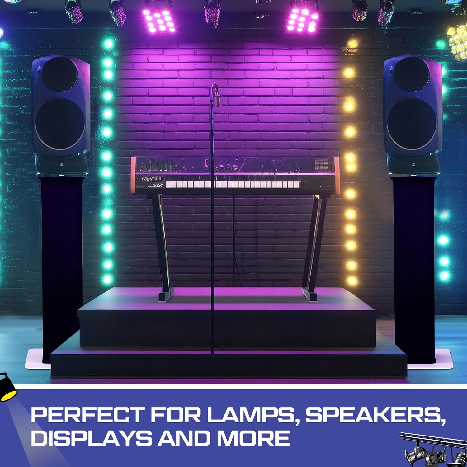 Cinnvoice 2 Set DJ Totem Light Stand Adjustable DJ Booth 132 lbs Capacity Portable with Bag and Black/White Scrims for Mobile Live Pop and Events(39''-70'')