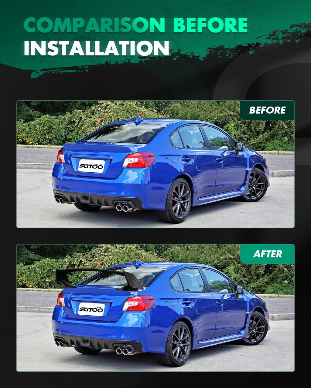 SCITOO ABS Black Rear Trunk Spoiler Wing Exterior Accessories Styling Kits Replacement for Subaru WRX STI 4-Door Sedan 2015 2016 2017 2018 Sport