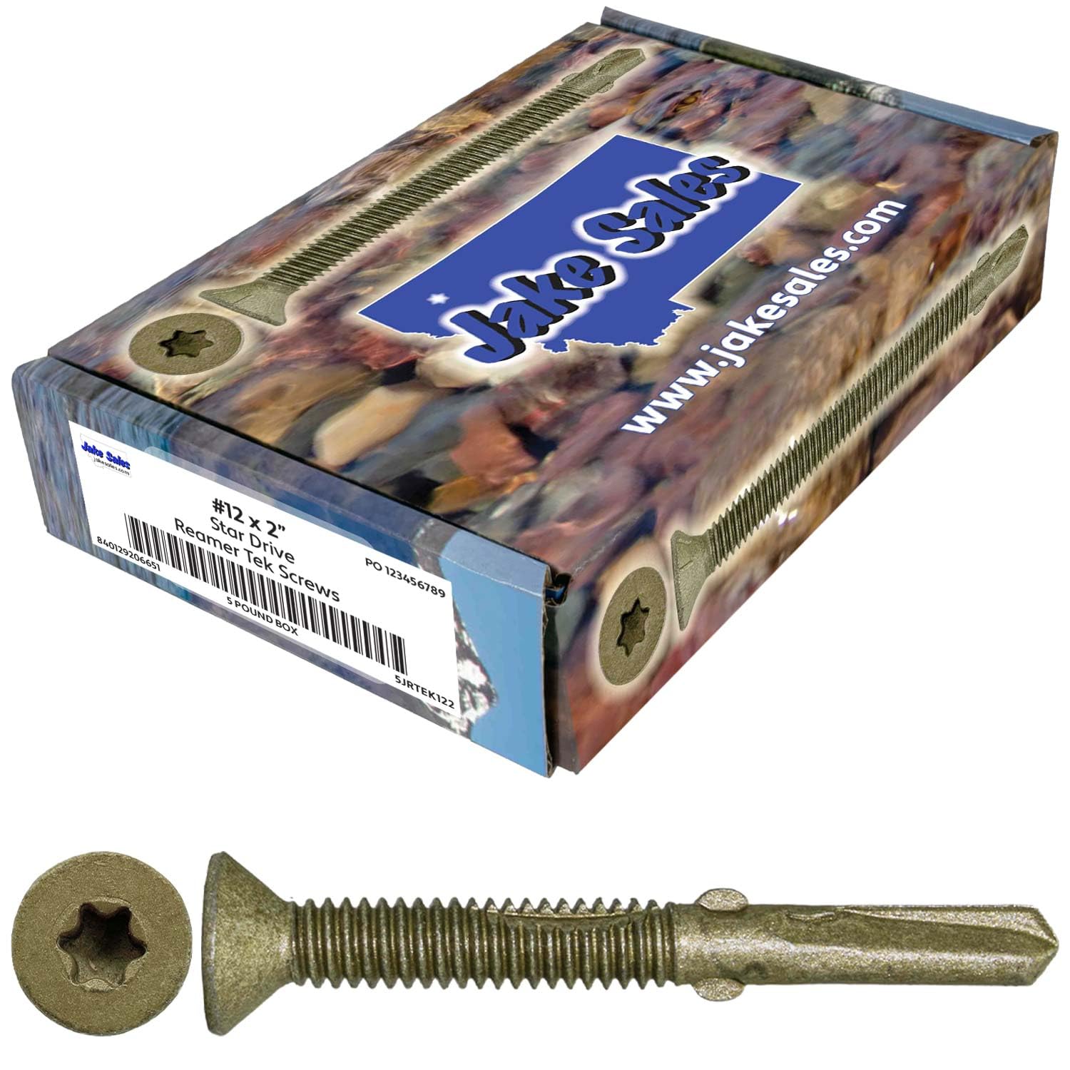 12x2 Reamer Reamer Tek Torx/Star Head Self-Drilling Wood to Metal Screws - for Flatbeds, Trailers - T-30 Torx Screw Head 5 Pound CASE 3060 Screws