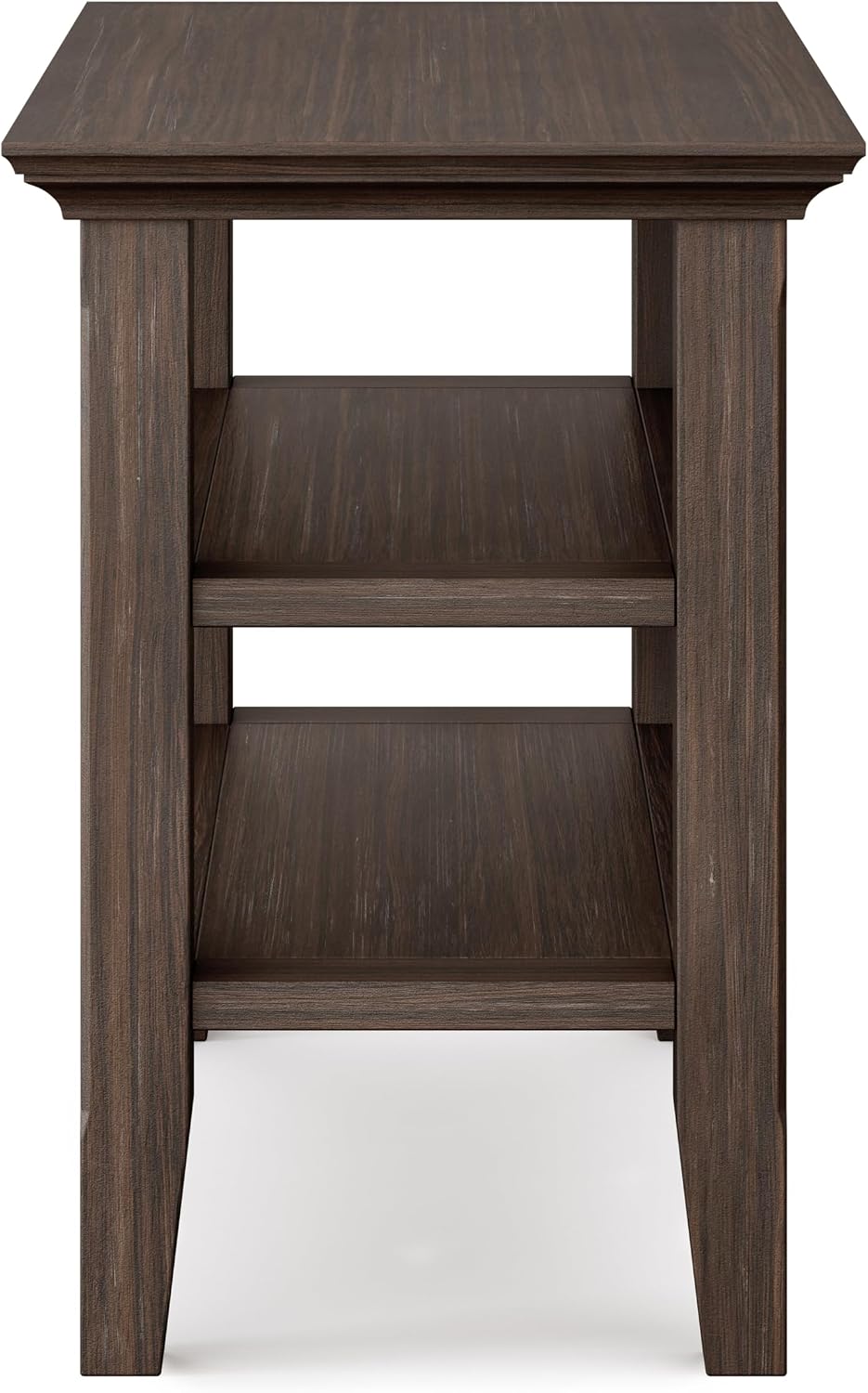 SIMPLIHOME Acadian Narrow Side Table - 14 inch Wide Solid Wood Rectangular End Table with 2 Open Shelves in Farmhouse Brown, Transitional Lamp Stand or Nightstand for Living Room or Bedroom
