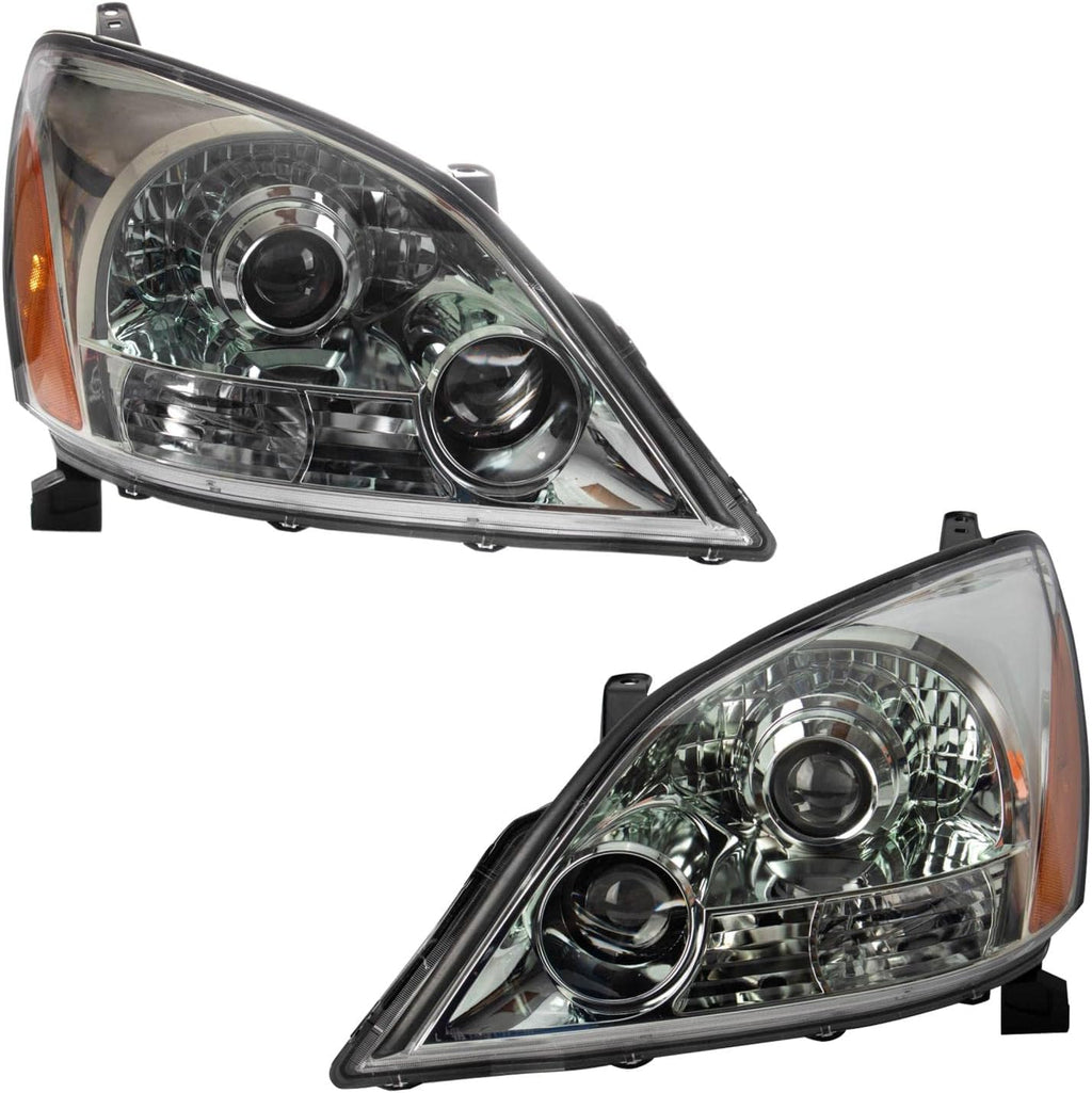 TRQ Driver and Passenger Side Headlight Assembly 2 Piece Set Halogen Compatible with 2003-2009 Lexus GX470