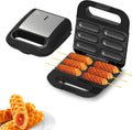 Corn Dog Maker, Hot Dog Waffle Machine with Non-stick Coating Plate, Double Sided Circulation Heating and Make 6 Corn Dogs, Easy To Use and Store for Restaurant Bake
