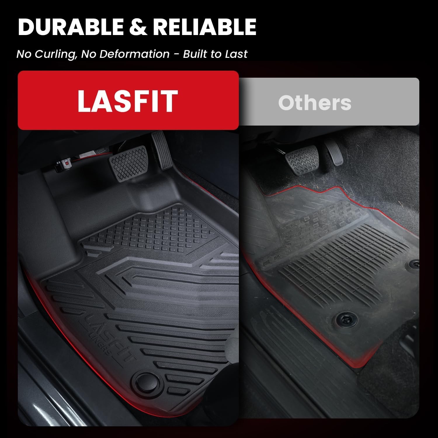 LASFIT Floor Mats for Honda Civic Hybrid Sedan 2025 2026 & Hybrid Hatchback 2025 2026, All Weather TPE Custom Fit Car Floor Liner, 1st & 2nd Row, Black
