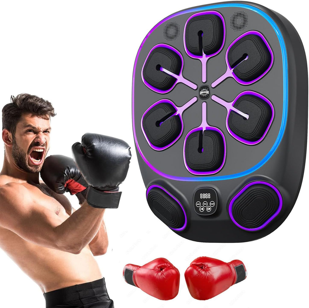 2025 Music Boxing Machine with Phone Sync, LED Punch Tracking & 9 Modes, Home Gym Equipment for Cardio Workout, Stress Relief & Fitness Training (Includes Boxing Gloves),Fullgloves